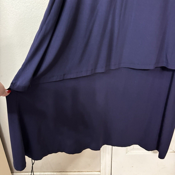 2X Ulla Popken 1 Pc. Stretchy Layered Navy Midi Sleeveless Oversized Comfy Dress - Picture 7 of 12